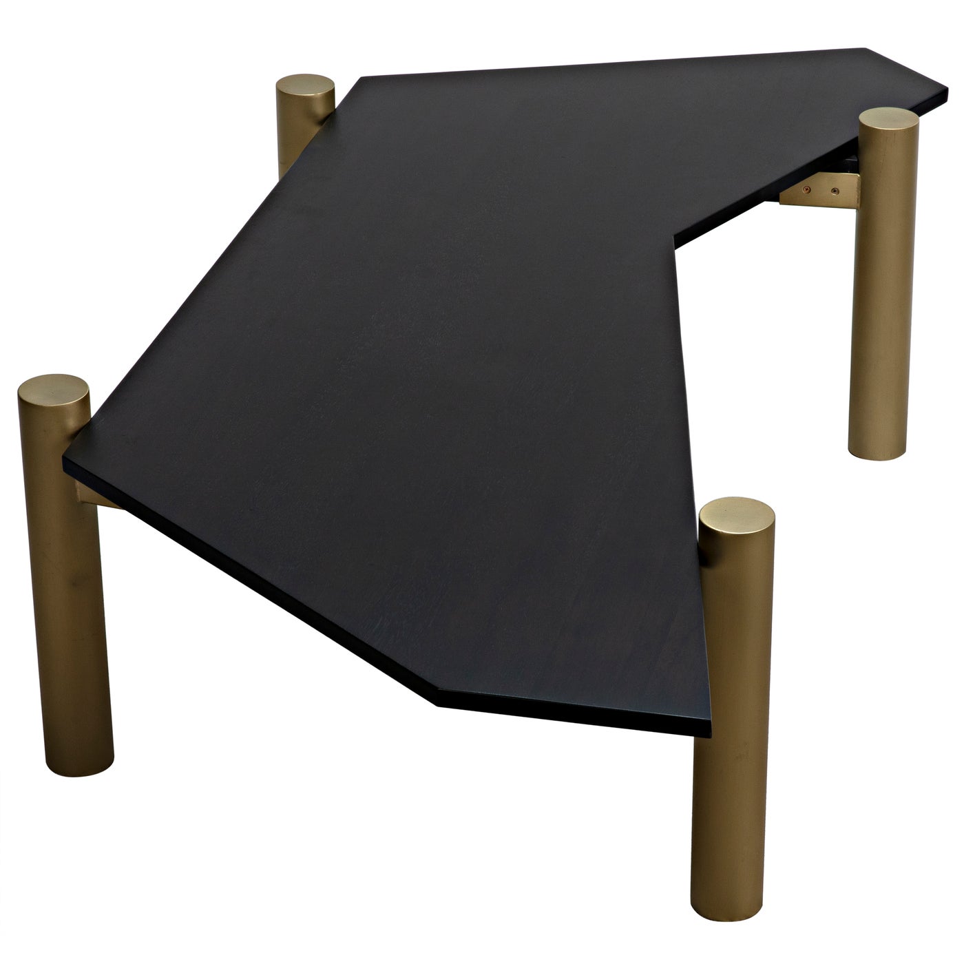 Noir Tabu Coffee Table, Brass Finished Legs With Ebony Walnut Top