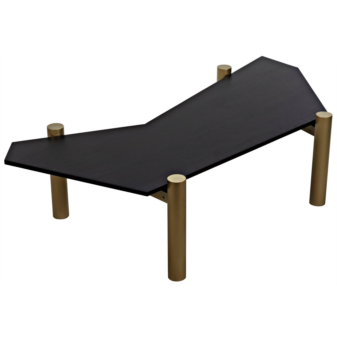 Noir Tabu Coffee Table, Brass Finished Legs With Ebony Walnut Top