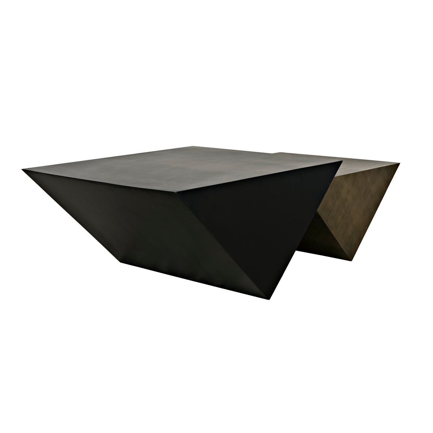 Noir Amboss Coffee Table, Black Metal, Aged Brass Finish