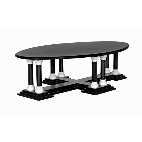 Noir Desoto Coffee Table, Hand Rubbed Black And Solid White