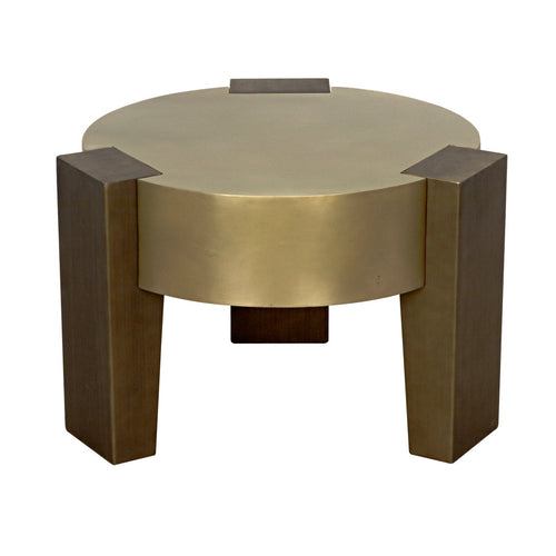 Noir Carrusel Coffee Table, Metal With Brass And Aged Brass Finish
