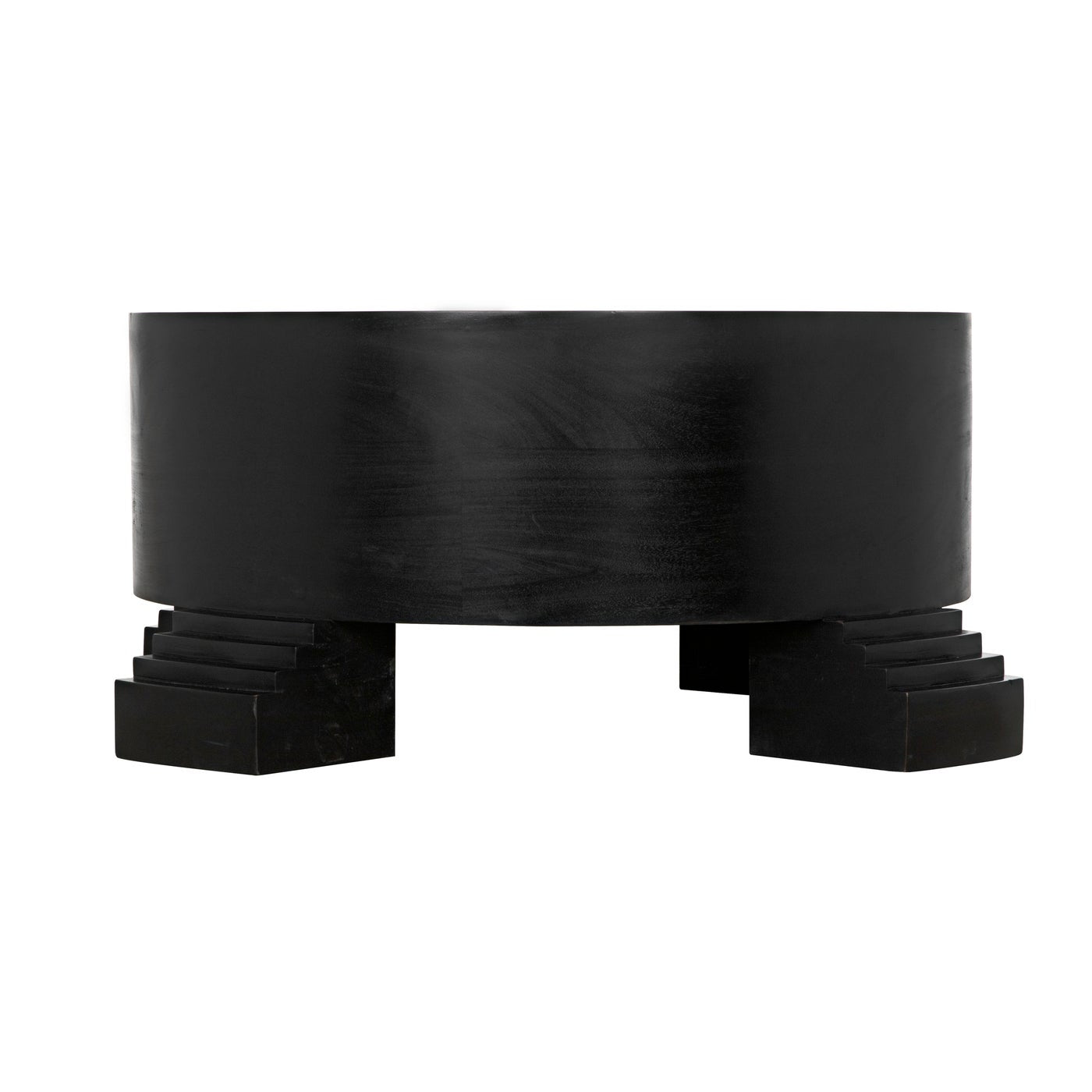 Noir Tambour Coffee Table, Hand Rubbed Black With Veneer Top
