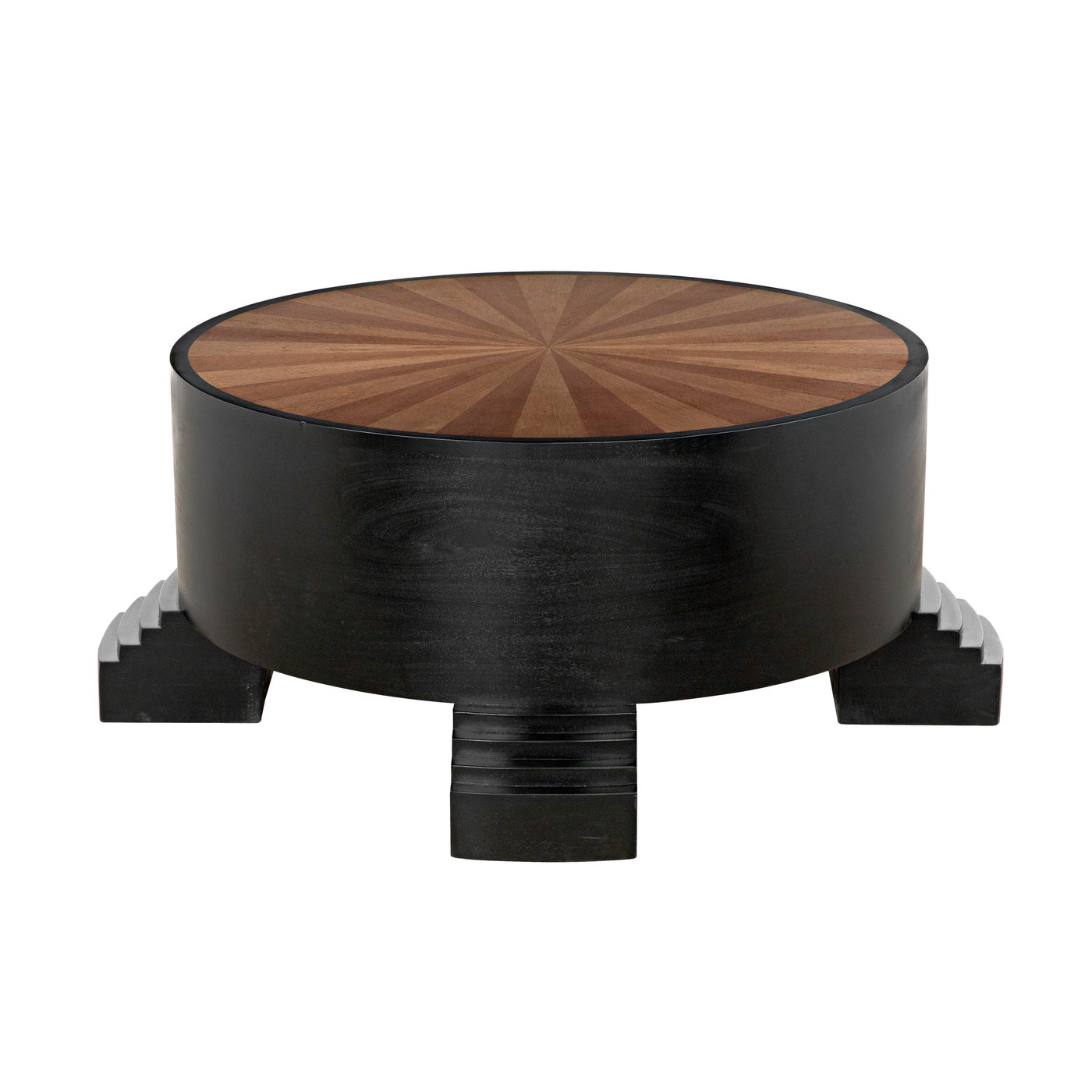 Noir Tambour Coffee Table, Hand Rubbed Black With Veneer Top