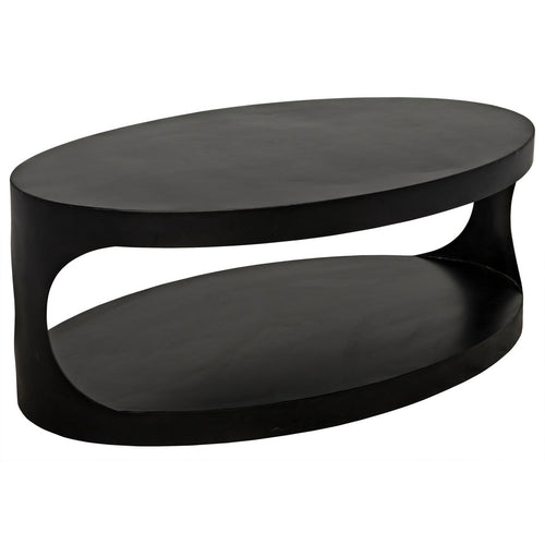 Noir Eclipse Oval Coffee Table, Black Steel