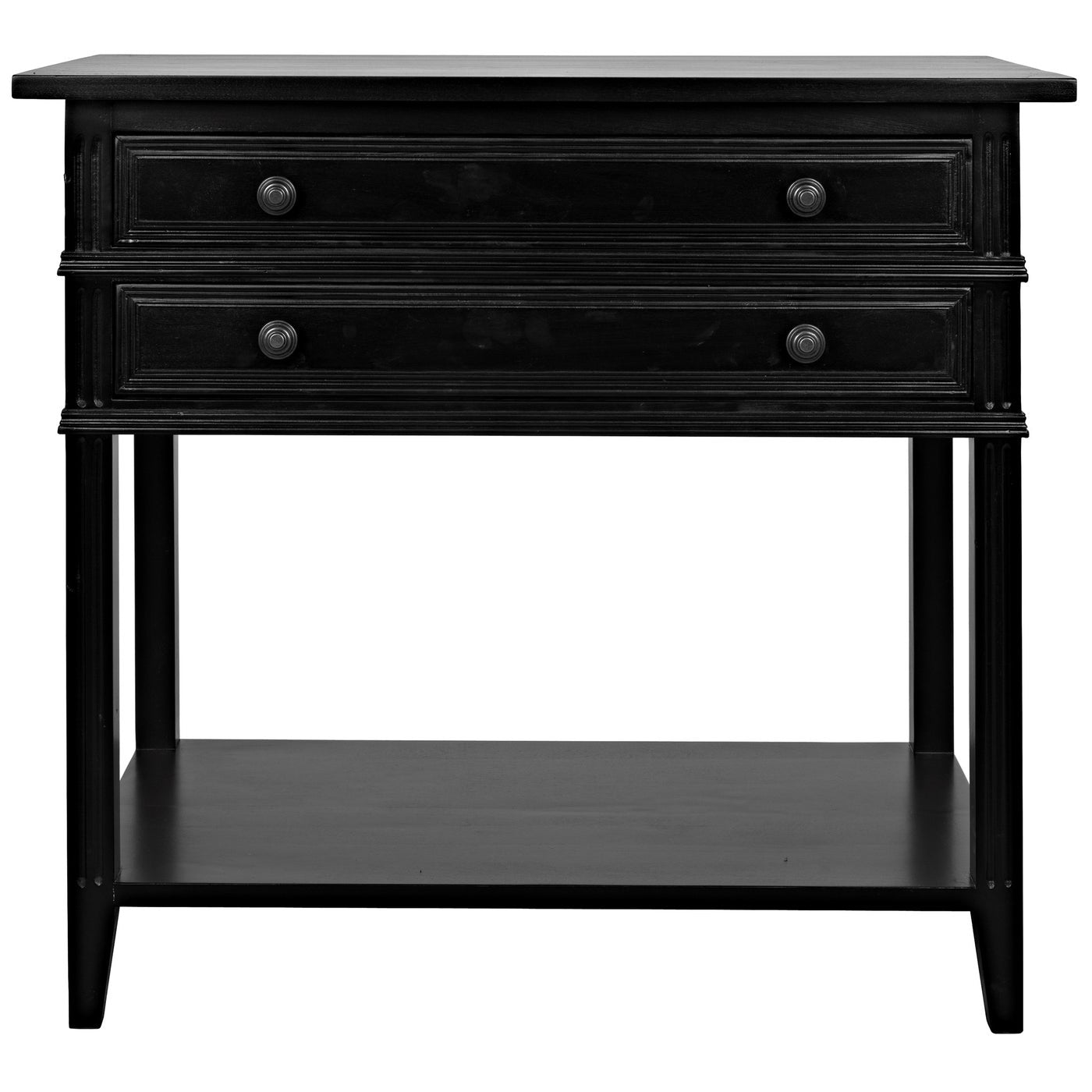 Noir Colonial 2 Drawer Side Table, Distressed Black