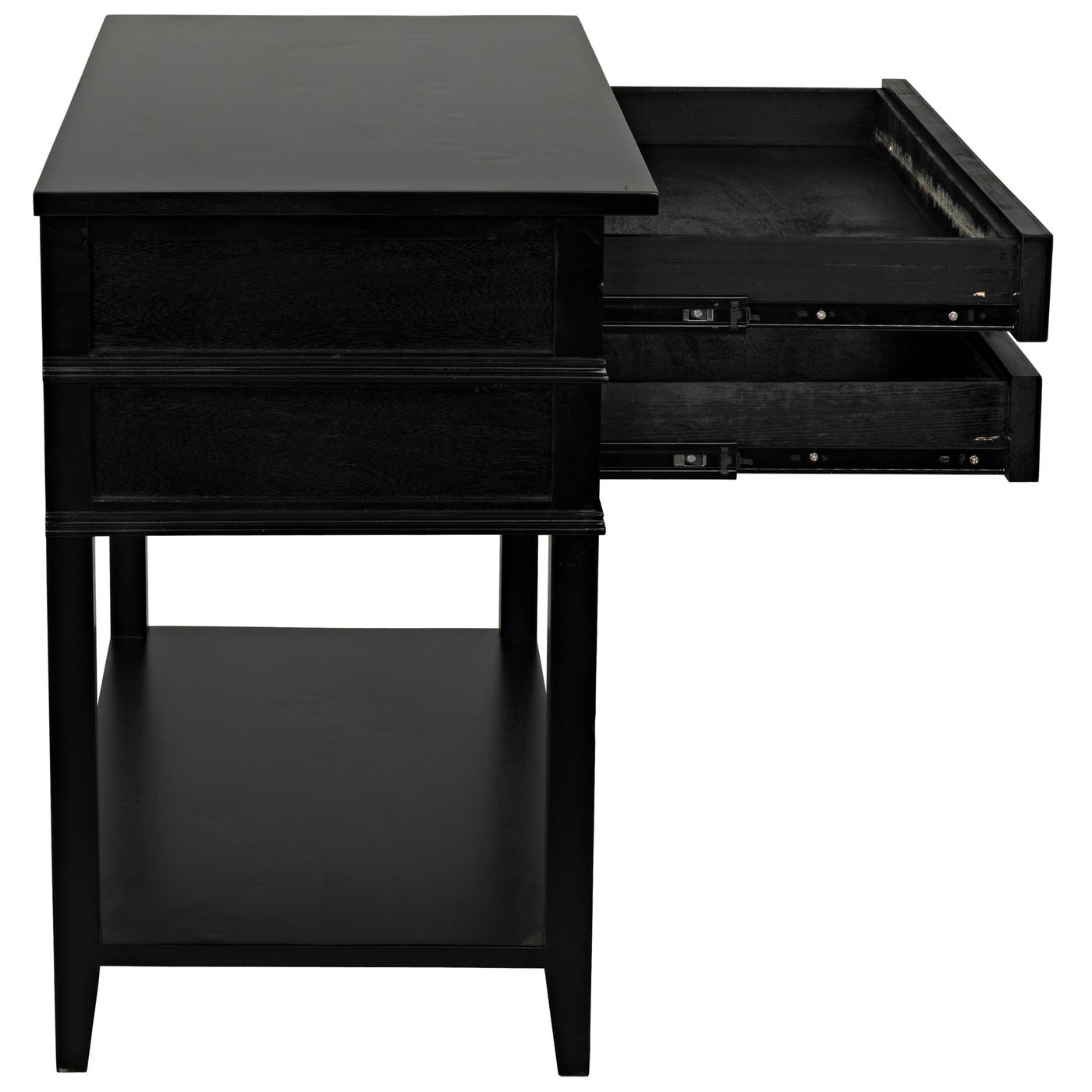 Noir Colonial 2 Drawer Side Table, Distressed Black