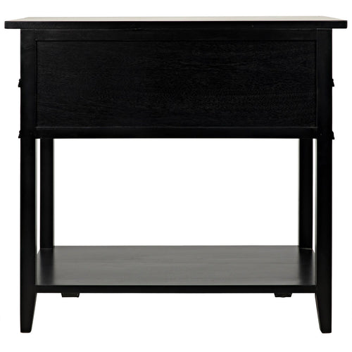 Noir Colonial 2 Drawer Side Table, Distressed Black