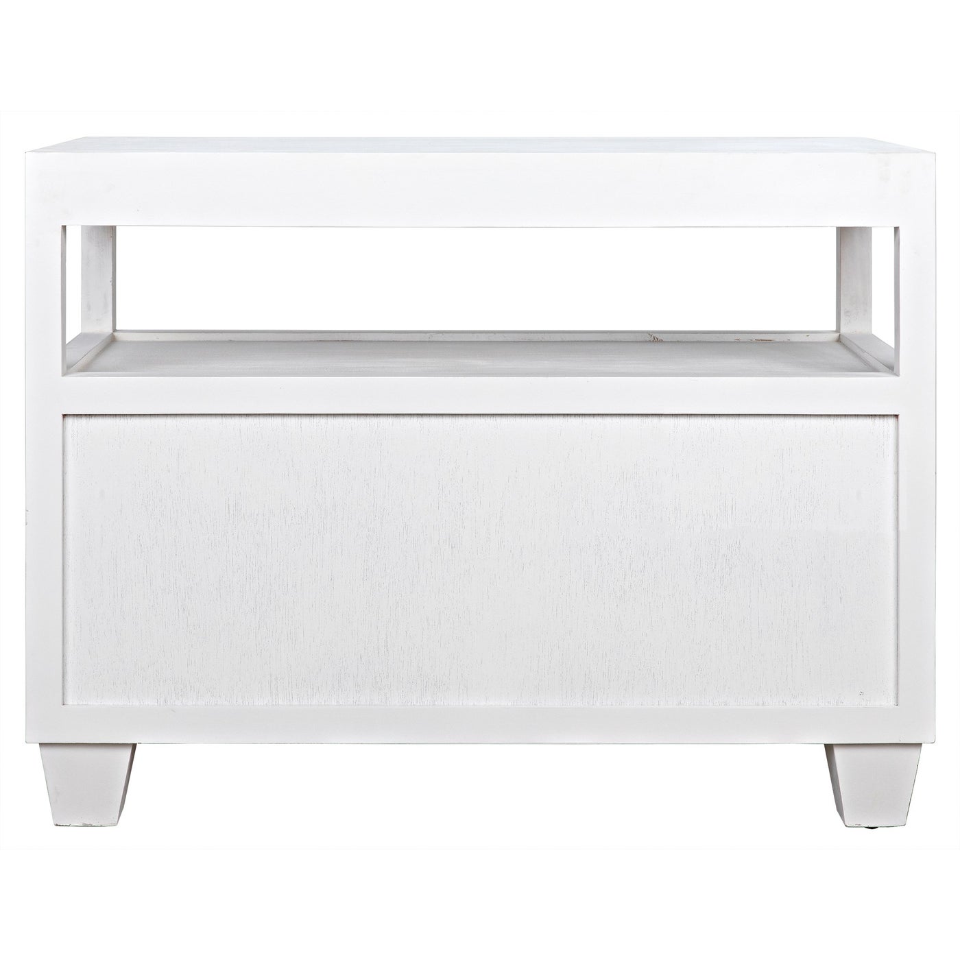 Noir 2 Drawer Side Table With Sliding Tray, White Wash