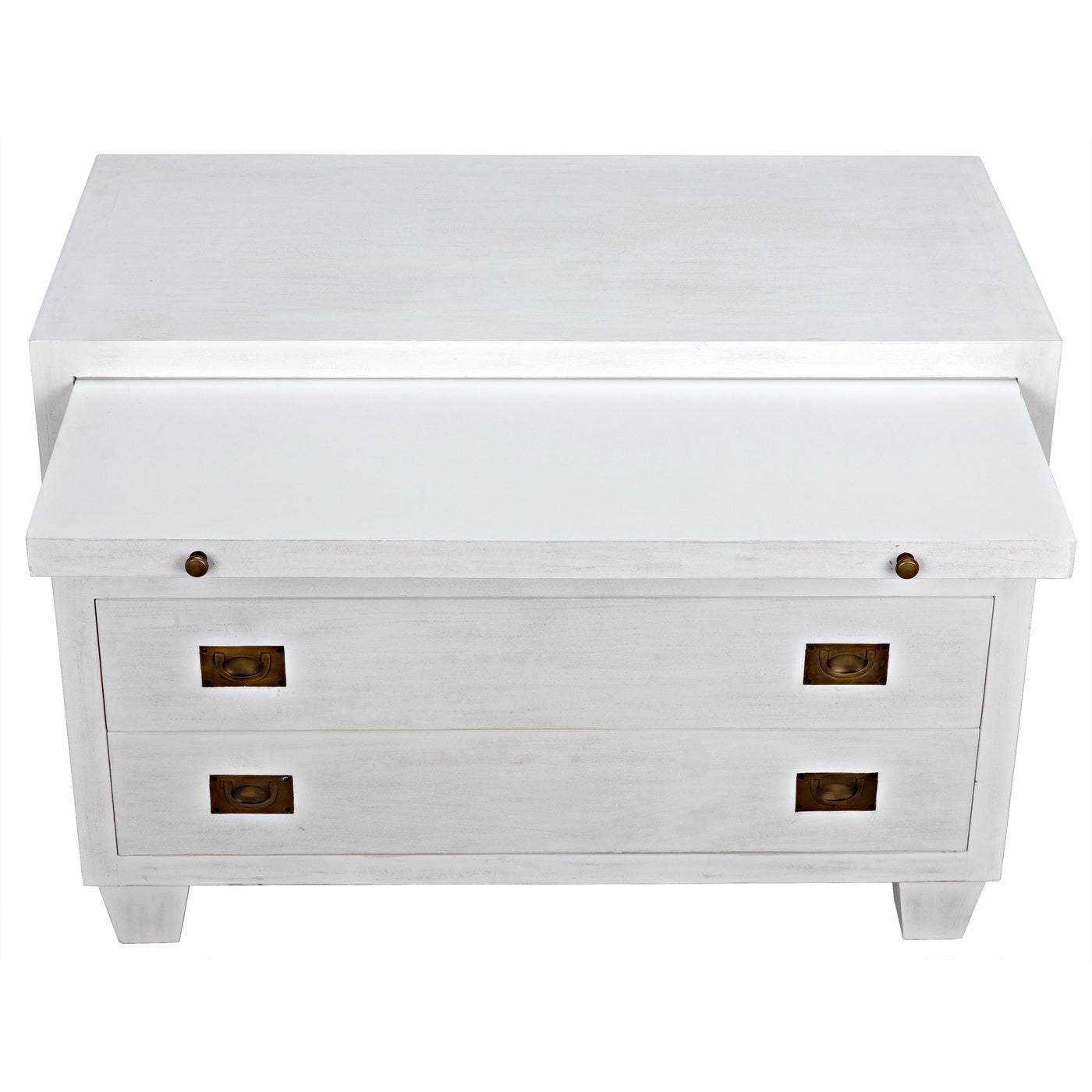 Noir 2 Drawer Side Table With Sliding Tray, White Wash
