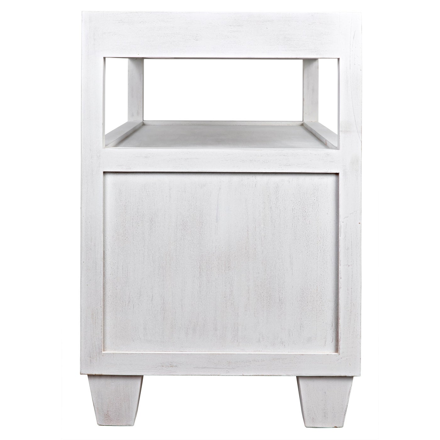 Noir 2 Drawer Side Table With Sliding Tray, White Wash