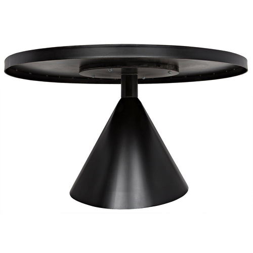 Noir Cone Dining Table, Black Steel