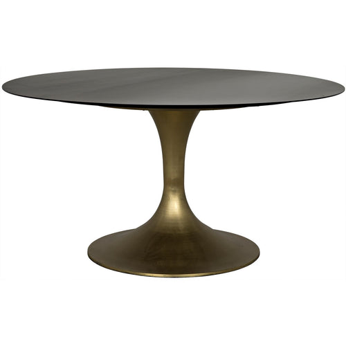 Noir Herno Table, Steel With Brass Finished Base