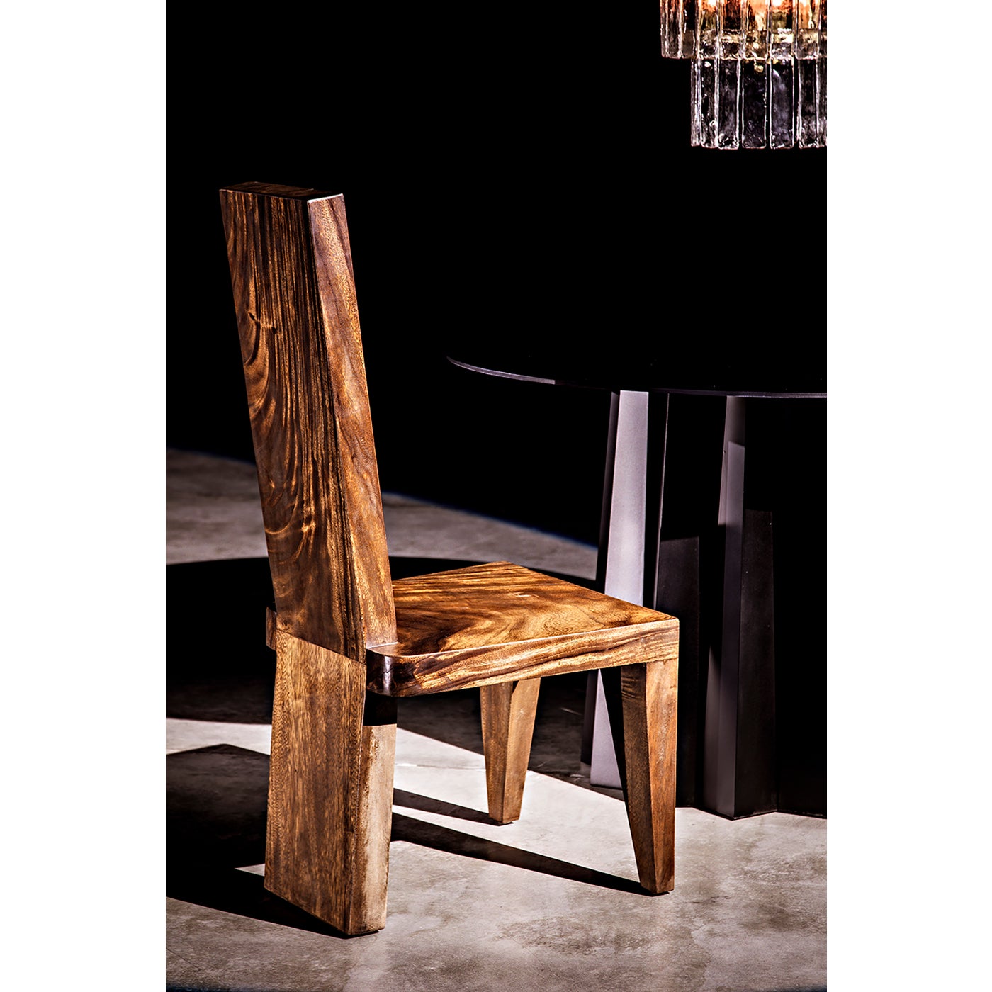 Noir Column Dining Table, Black Steel