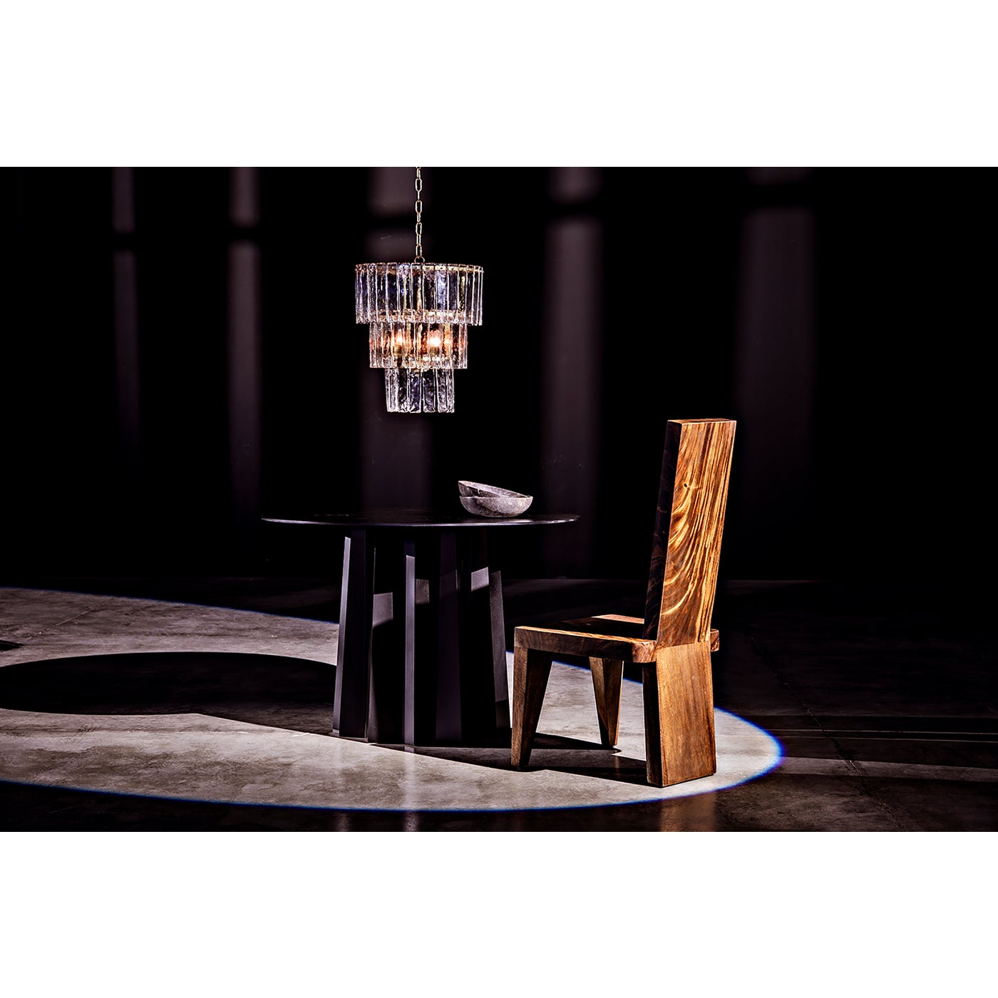 Noir Column Dining Table, Black Steel