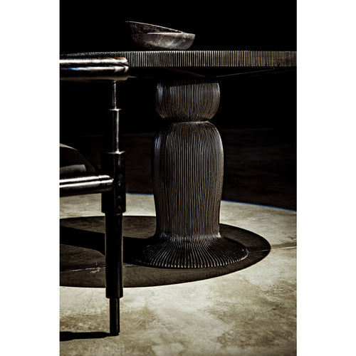 Noir Portobello Dining Table, Hand Rubbed Black With Light Brown Trim
