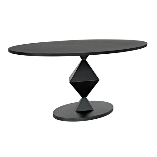 Noir Katana Oval Dining Table, Black Metal