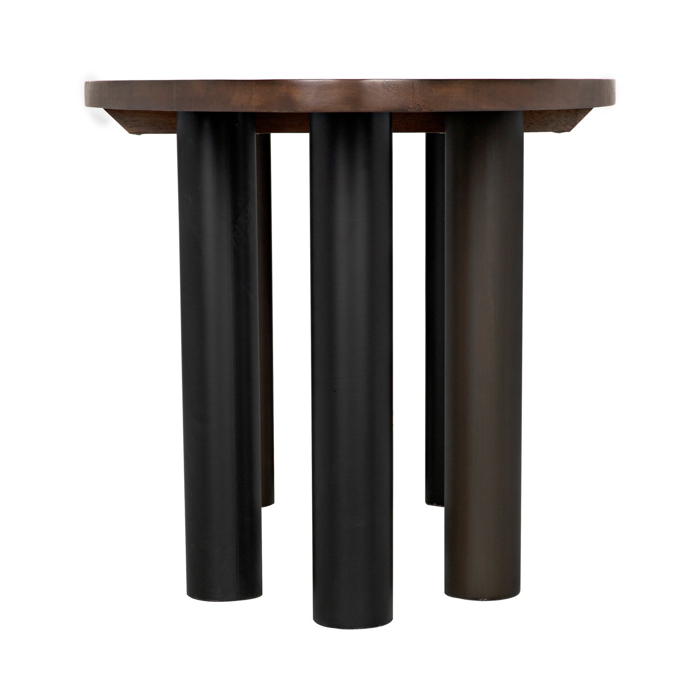 Noir Journal Oval Dining Table, Dark Walnut With Black Steel Base