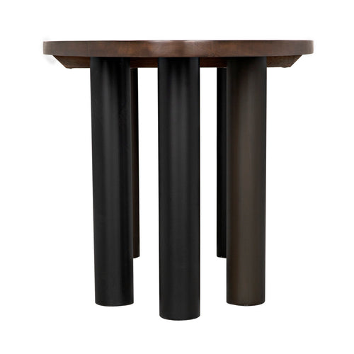 Noir Journal Oval Dining Table, Dark Walnut With Black Steel Base