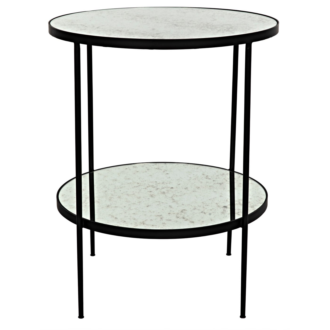 Noir Anna Side Table, Black Steel With Antiqued Mirror