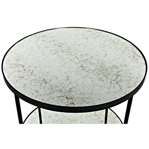 Noir Anna Side Table, Black Steel With Antiqued Mirror