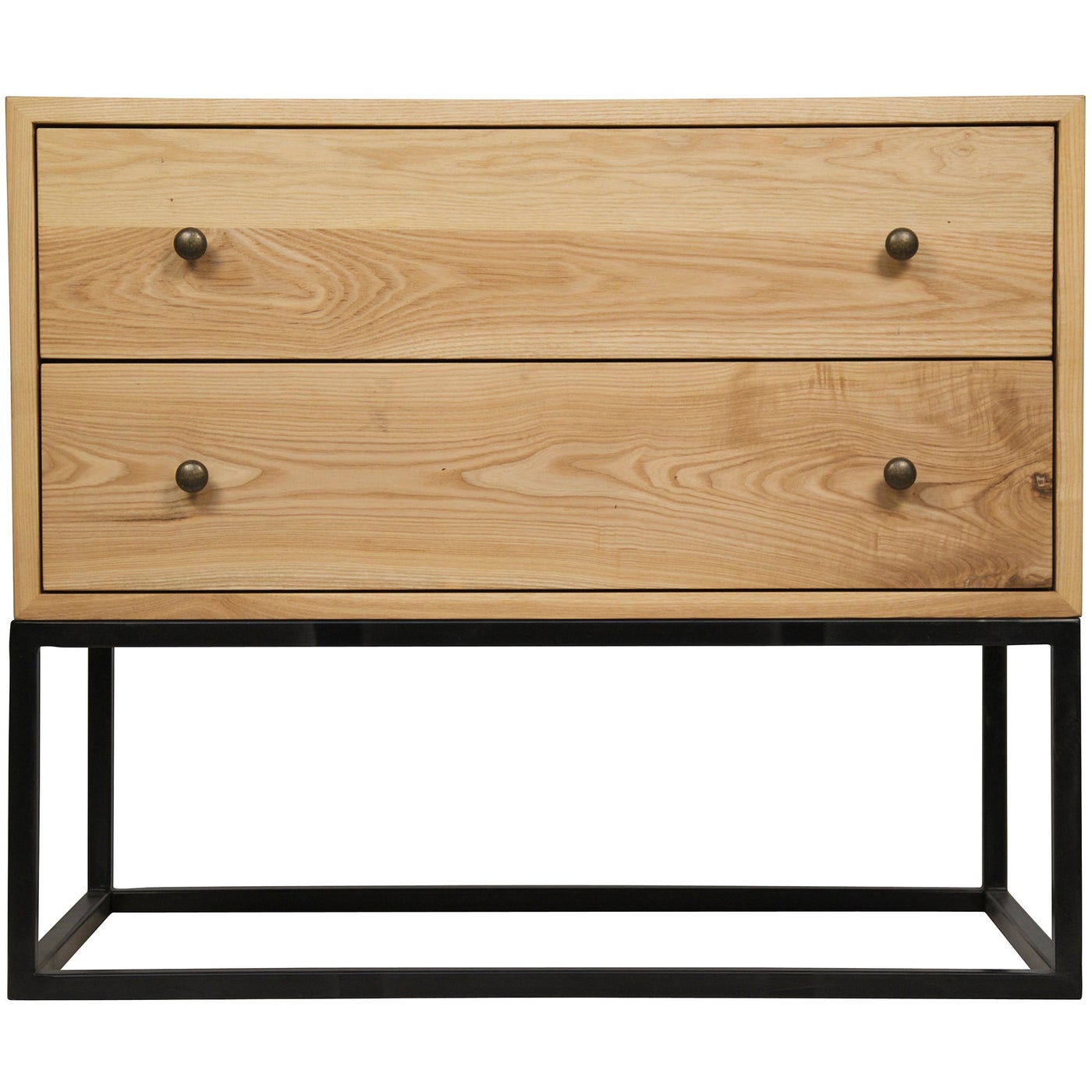 Noir Downtown Side Table, Elm And Black Steel