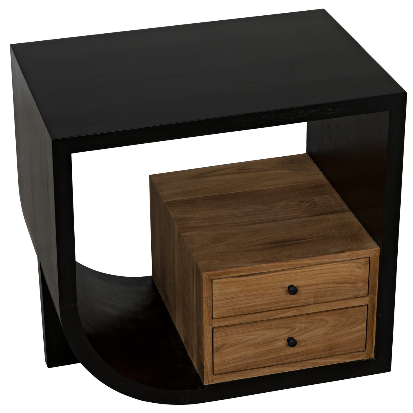 Noir Burton Side Table, Left, Hand Rubbed Black And Teak