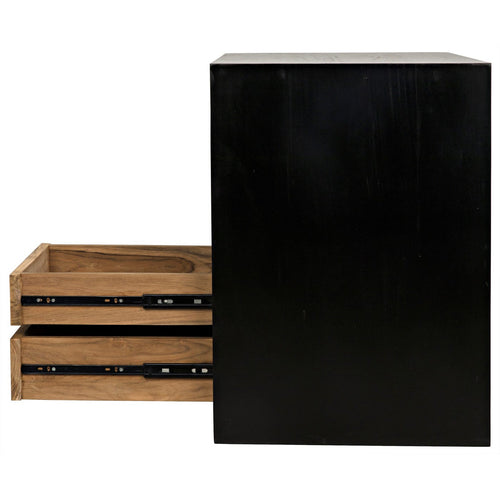 Noir Burton Side Table, Left, Hand Rubbed Black And Teak