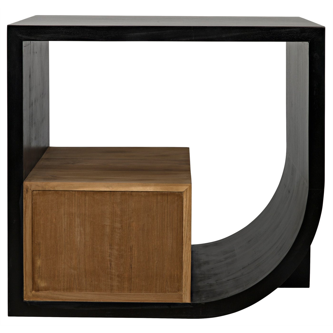 Noir Burton Side Table, Left, Hand Rubbed Black And Teak