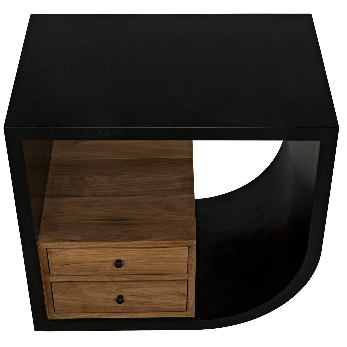 Noir Burton Side Table, Right, Hand Rubbed Black And Teak