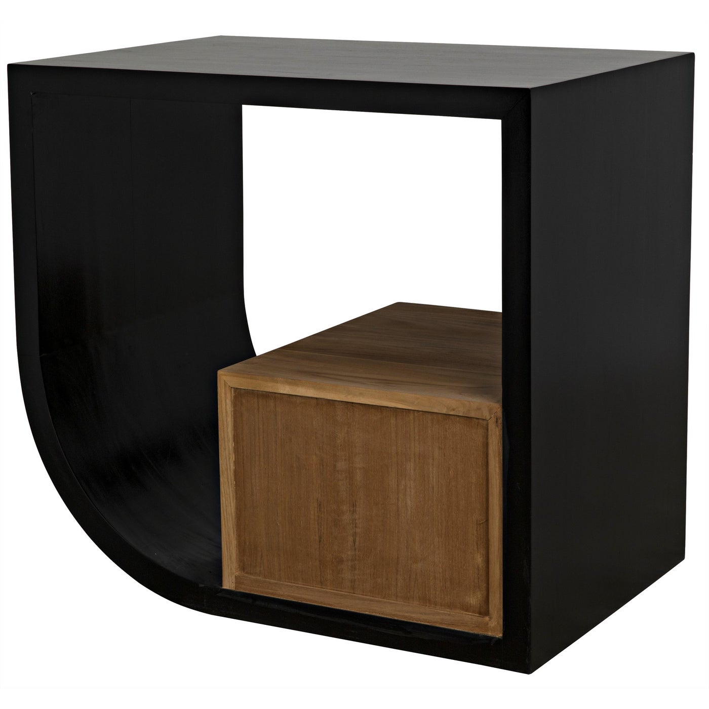 Noir Burton Side Table, Right, Hand Rubbed Black And Teak