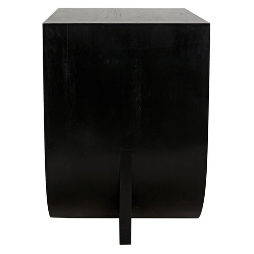 Noir Burton Side Table, Right, Hand Rubbed Black And Teak