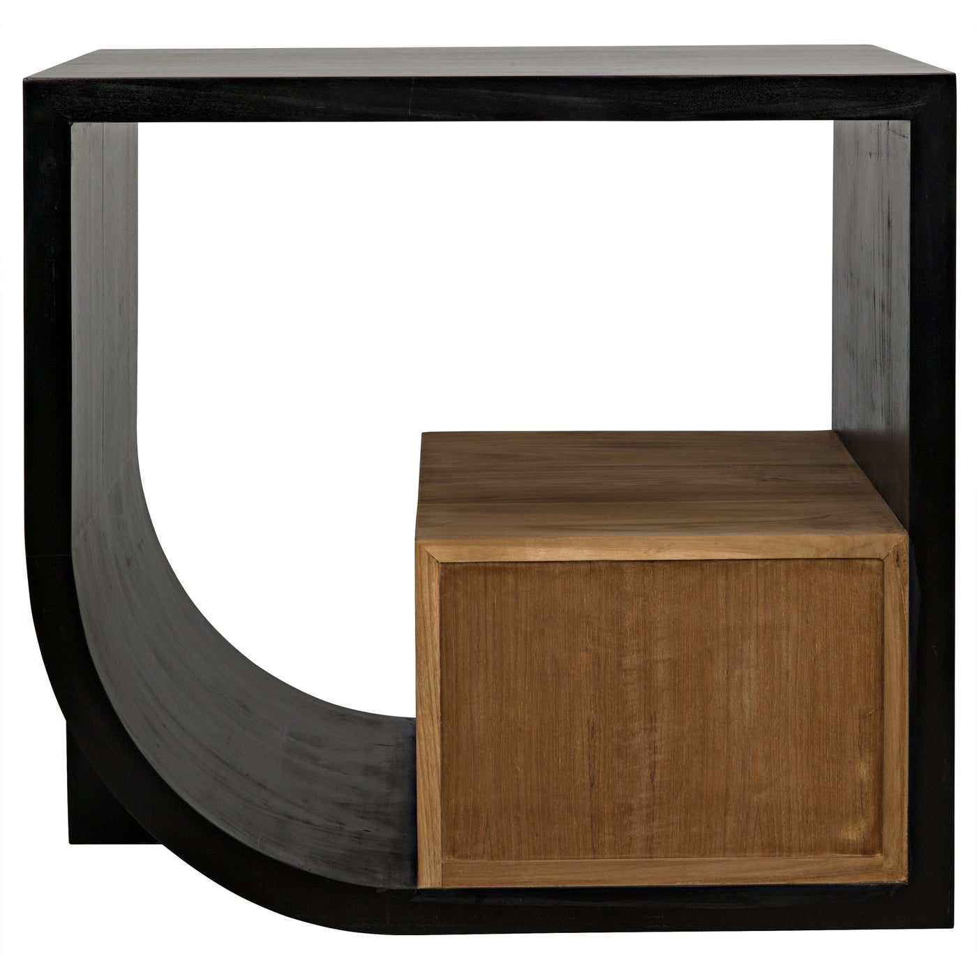 Noir Burton Side Table, Right, Hand Rubbed Black And Teak