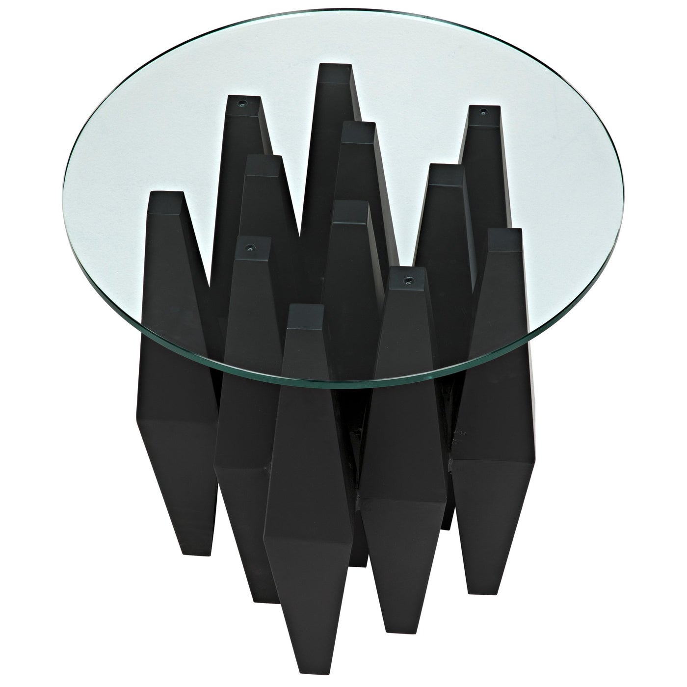 Noir Soldier Side Table, Black Steel With Glass Top