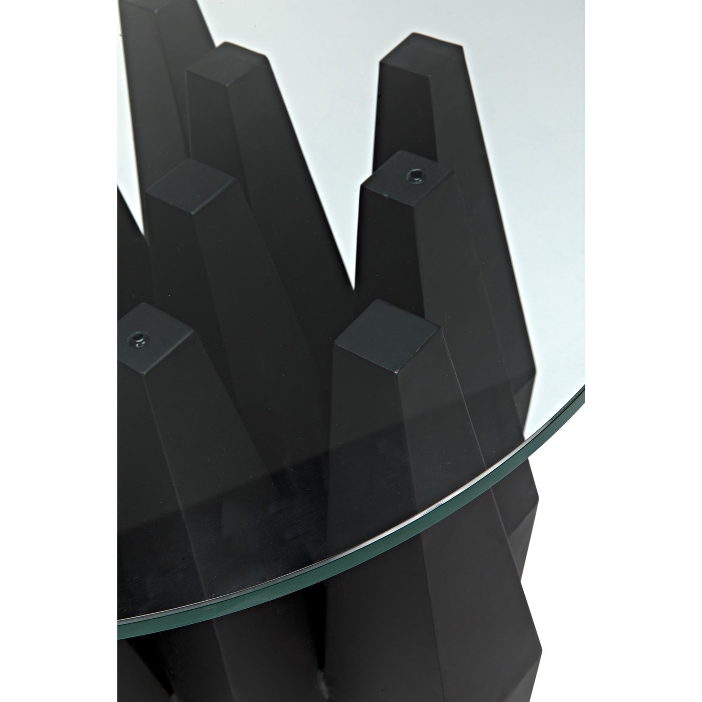 Noir Soldier Side Table, Black Steel With Glass Top