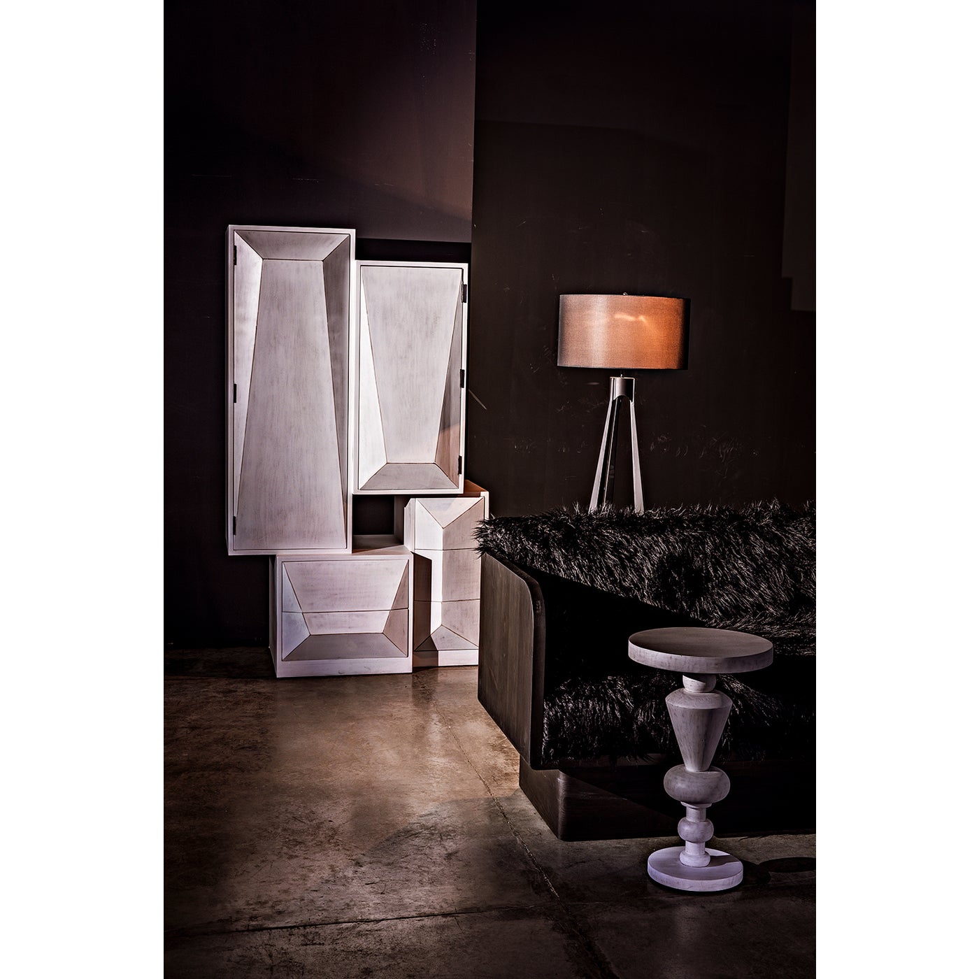 Noir Fenring Side Table, White Wash