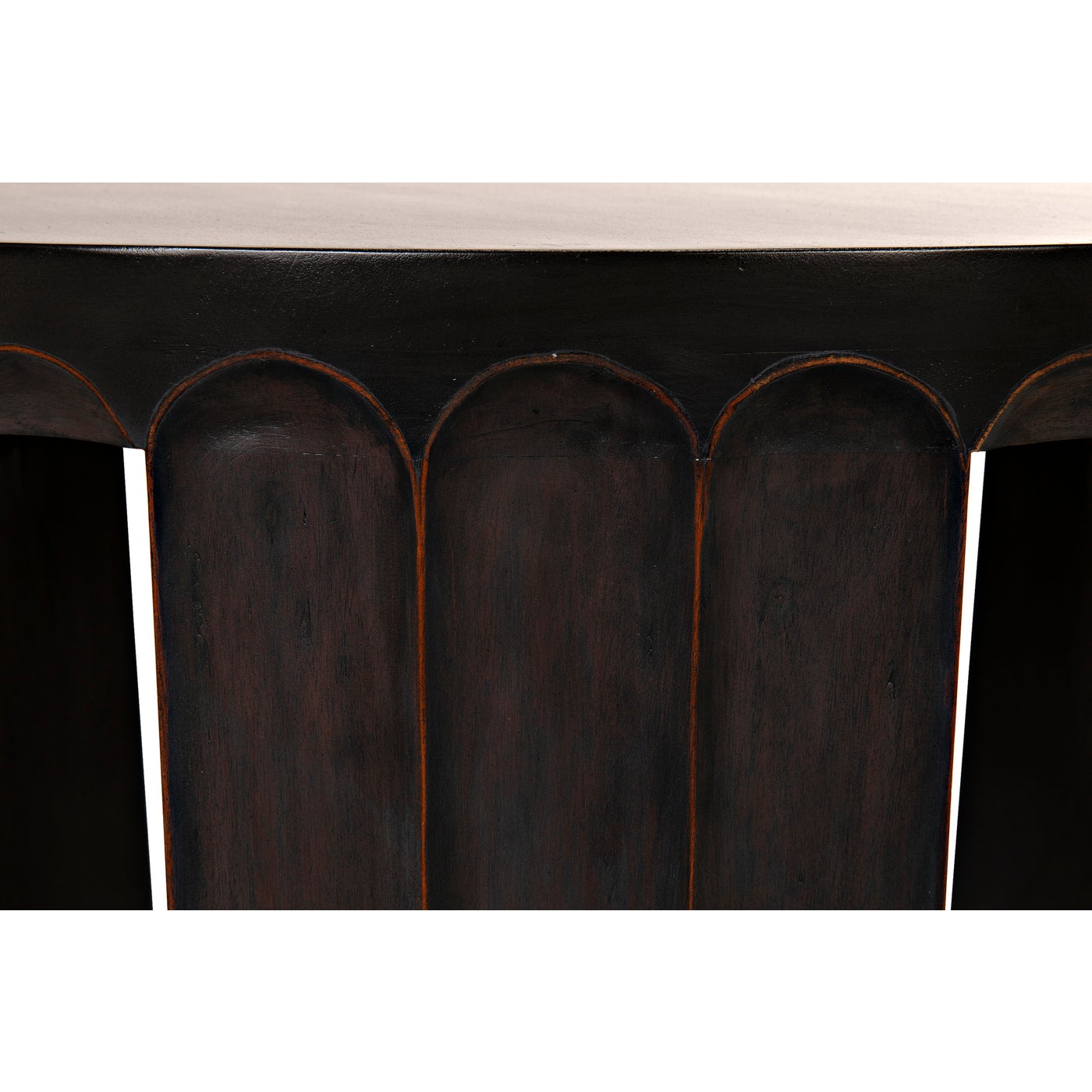 Noir Fluted Side Table, Pale With Light Brown Trim