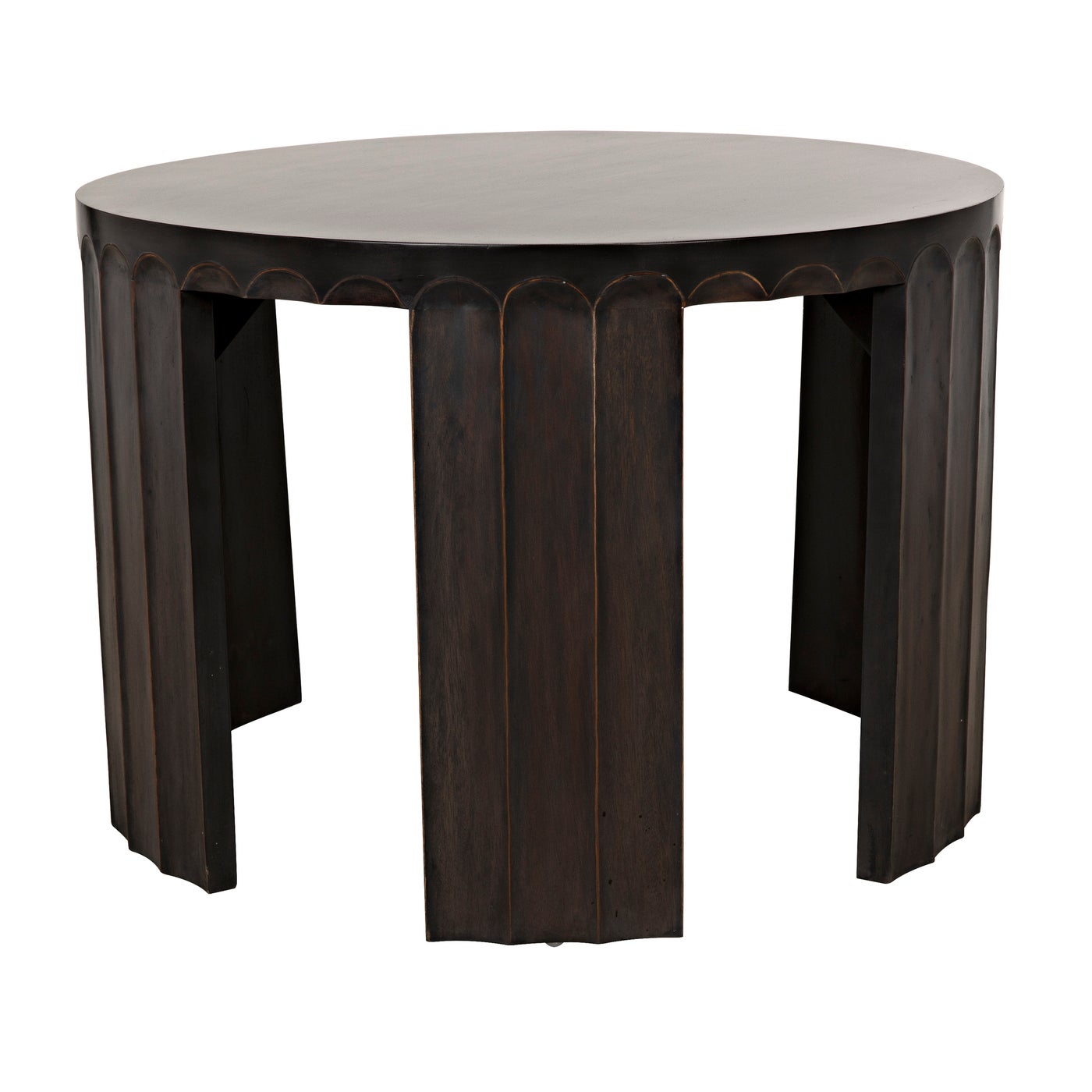 Noir Fluted Side Table, Pale With Light Brown Trim