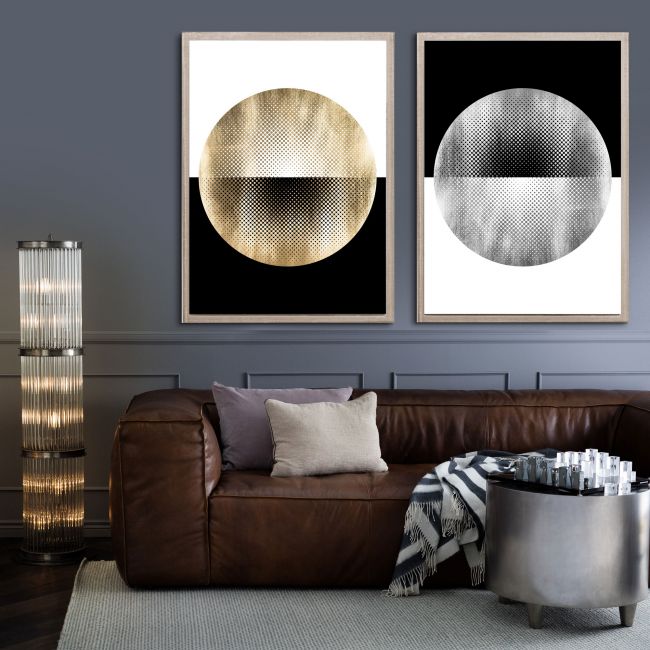 Natural Curiosities Halftone Circles Silver Framed Artwork