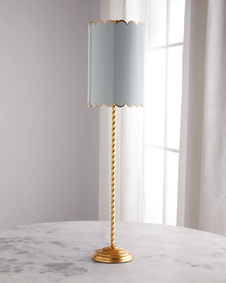 Alys Gold Twist Buffet Lamp with Scalloped Shade by Old World Designs