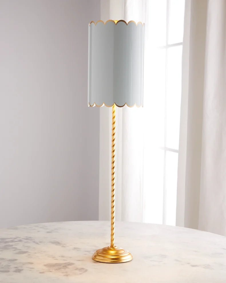 Alys Gold Twist Buffet Lamp with Scalloped Shade by Old World Designs