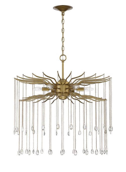 Lumanity Lark 6 Light Round Statement Brass And Crystal Chandelier