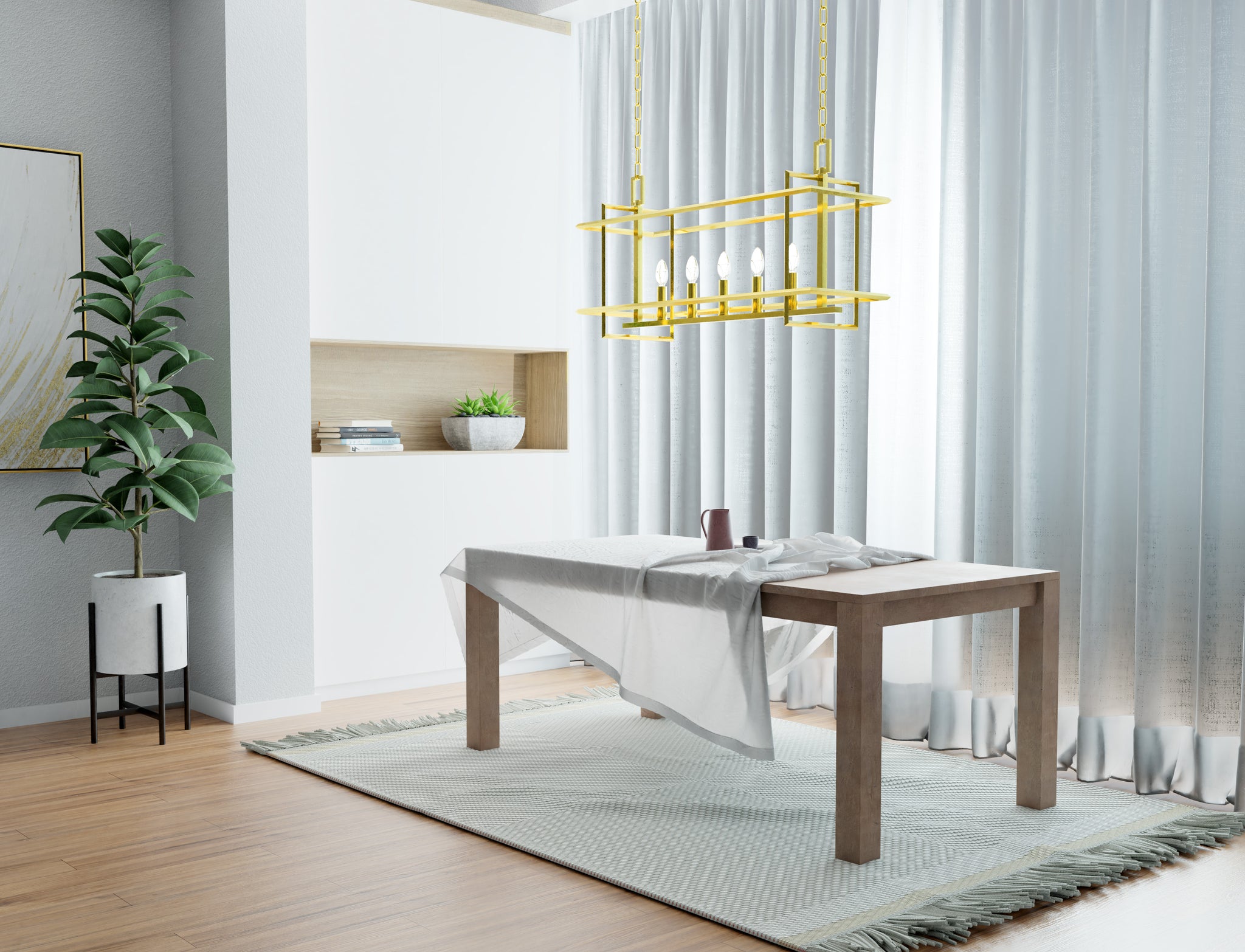 Lumanity Ormand 5 Light Brass Linear Kitchen Island Pendant