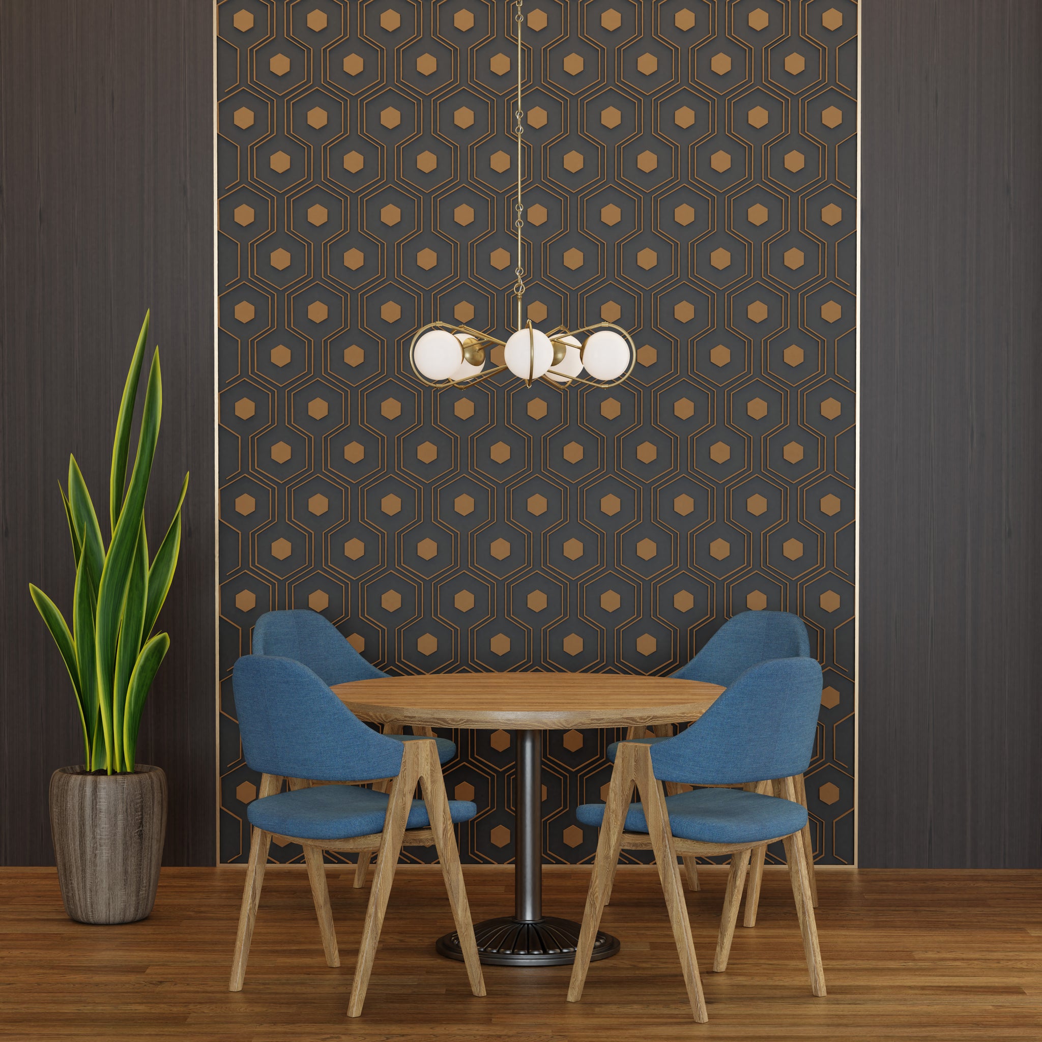 Lumanity Gio 5 Light Modern Brass Statement Chandelier