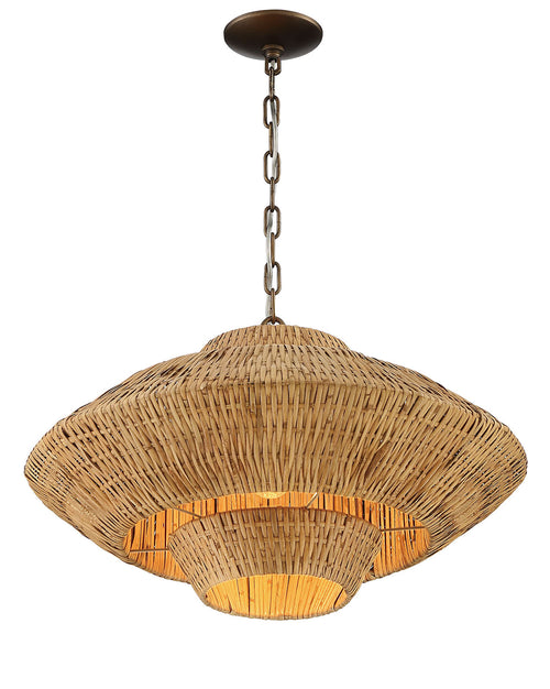 Lumanity Luca Single Light Rattan 3 Tier Chandelier