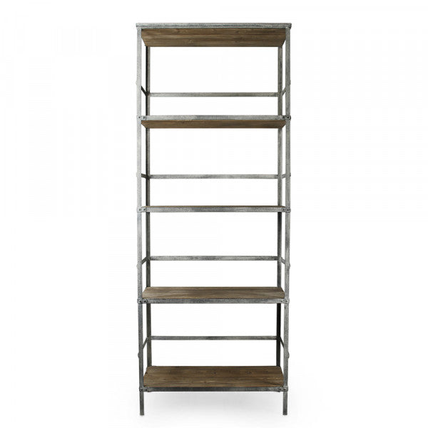 Zentique Velma Display Rack Natural Wood, Distressed Metal