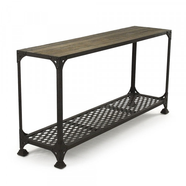 Zentique Jerzy Wall Table Distressed Natural, Distressed Metal