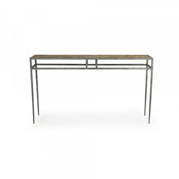 Zentique Balzac Wall Table Distressed Top, Rustic Metal