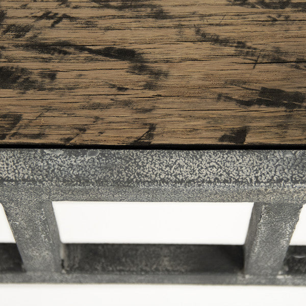 Zentique Balzac Wall Table Distressed Top, Rustic Metal