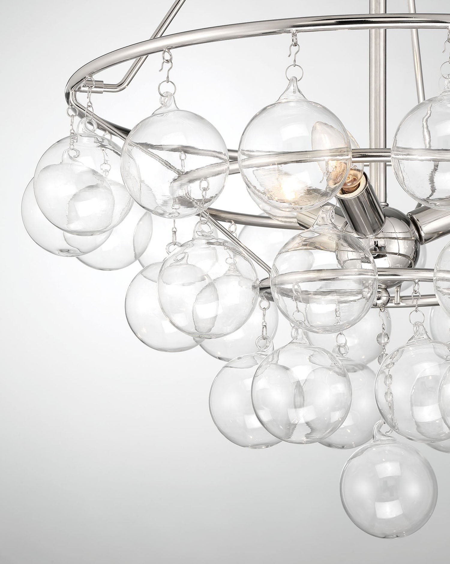 Lumanity Isla 3 Light Nickel And Glass Contemporary Chandelier