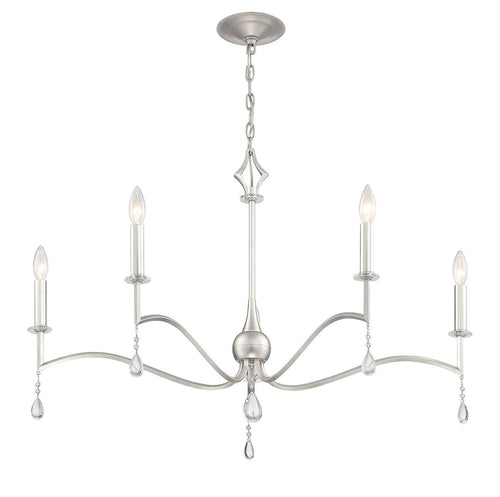 Lumanity Vivienne Statement 4 Light Silver And Crystal Chandelier